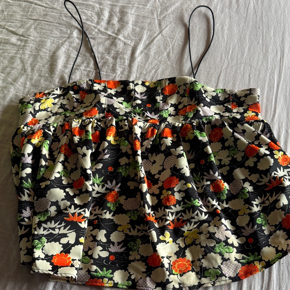 Urban Outfitters Black Floral Crop Top